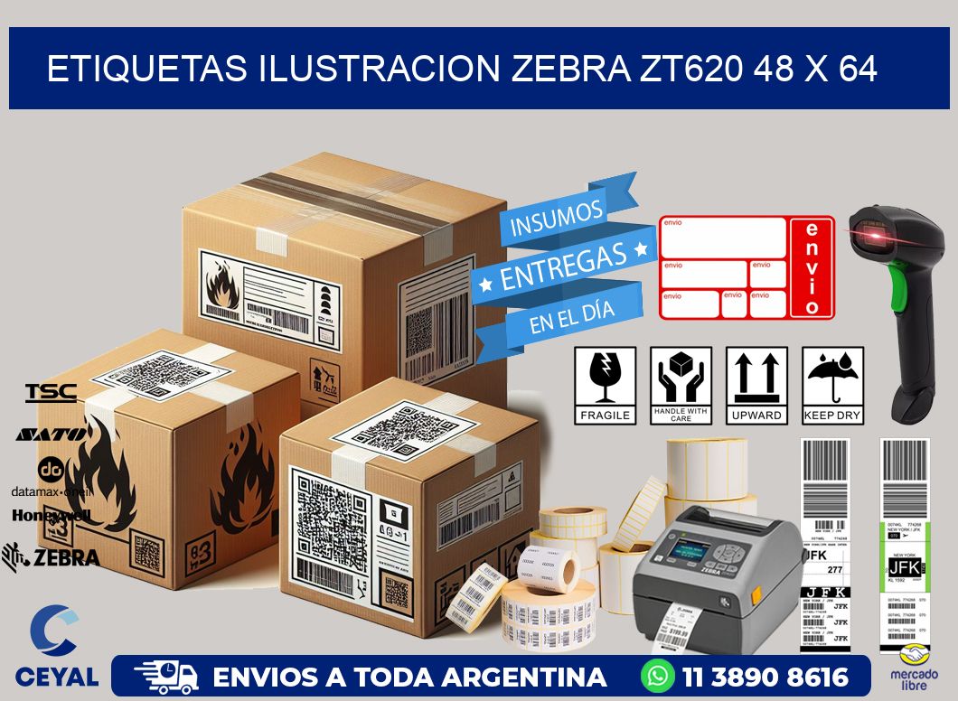 ETIQUETAS ILUSTRACION ZEBRA ZT620 48 x 64