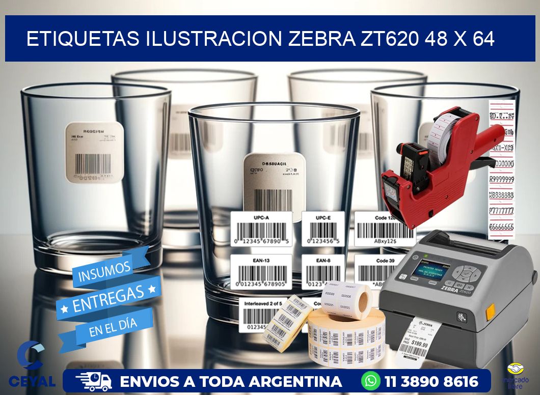 ETIQUETAS ILUSTRACION ZEBRA ZT620 48 x 64