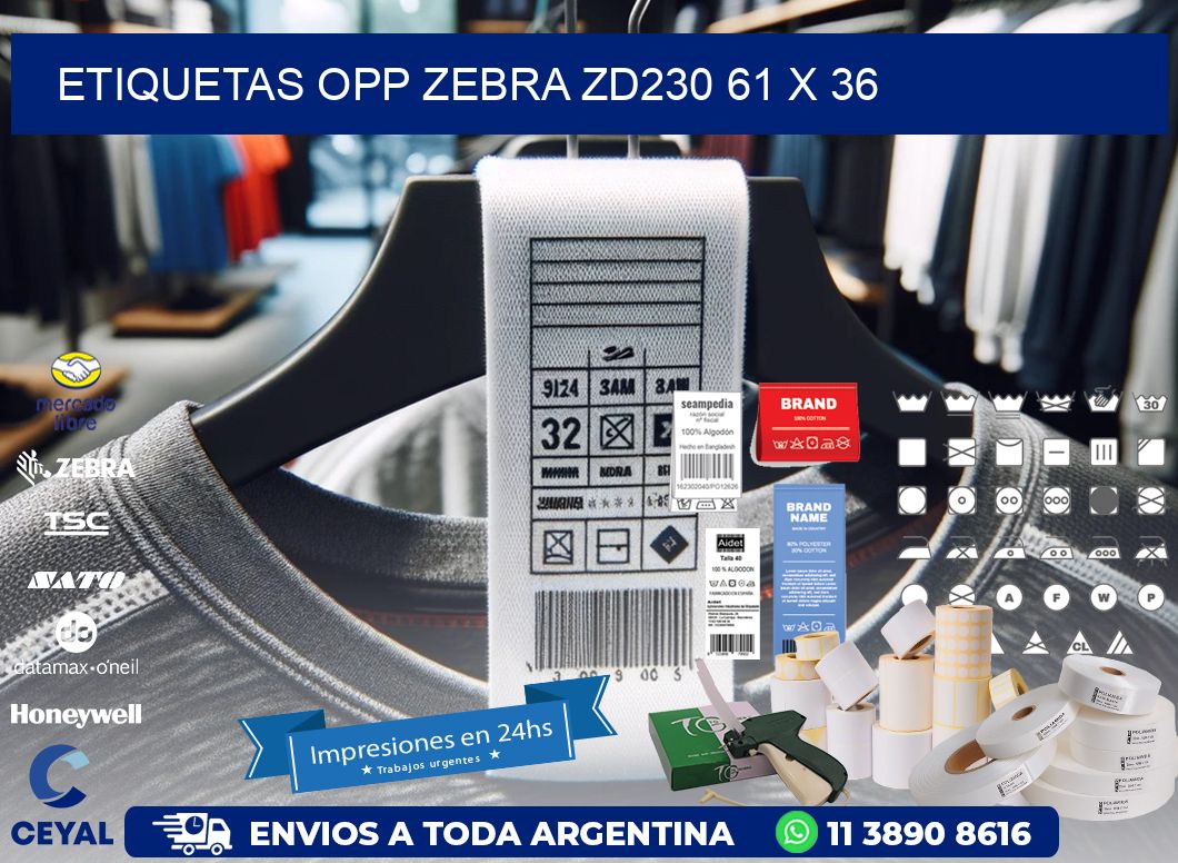ETIQUETAS OPP ZEBRA ZD230 61 x 36