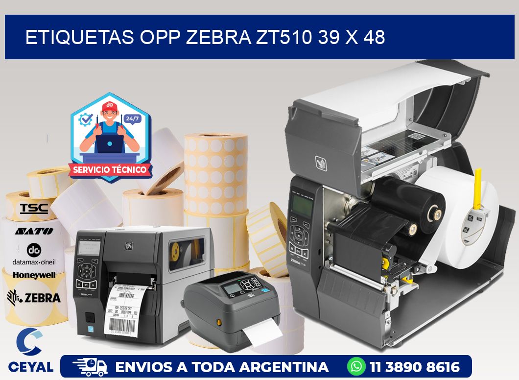 ETIQUETAS OPP ZEBRA ZT510 39 x 48
