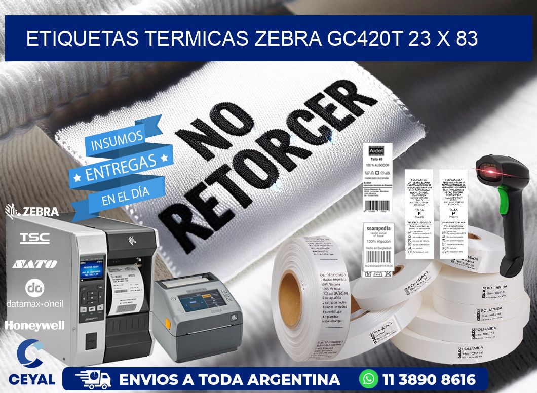 ETIQUETAS TERMICAS ZEBRA GC420T 23 x 83