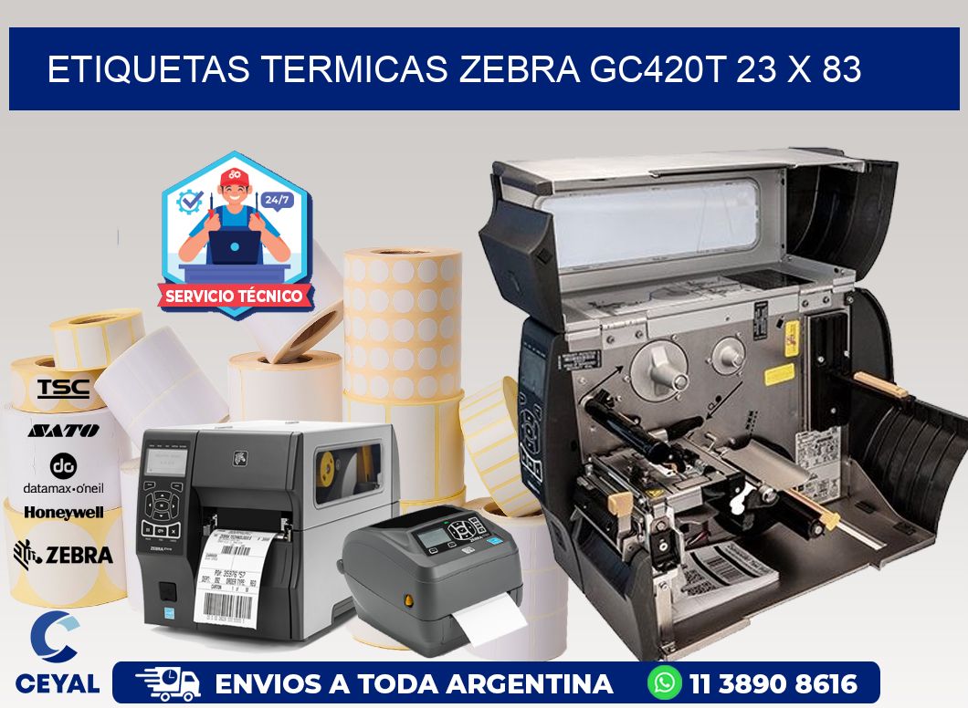 ETIQUETAS TERMICAS ZEBRA GC420T 23 x 83