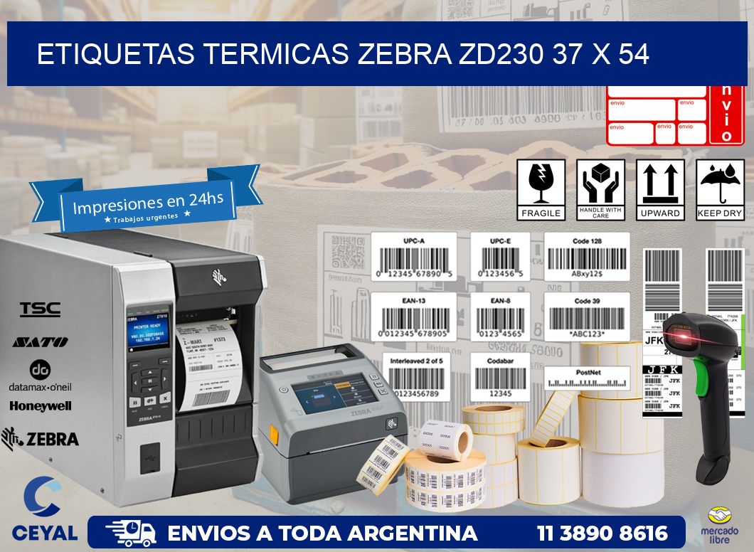 ETIQUETAS TERMICAS ZEBRA ZD230 37 x 54