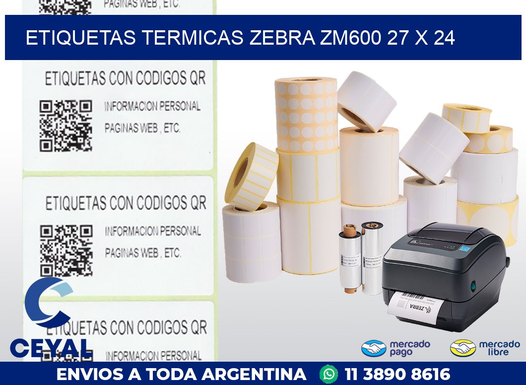 ETIQUETAS TERMICAS ZEBRA ZM600 27 x 24