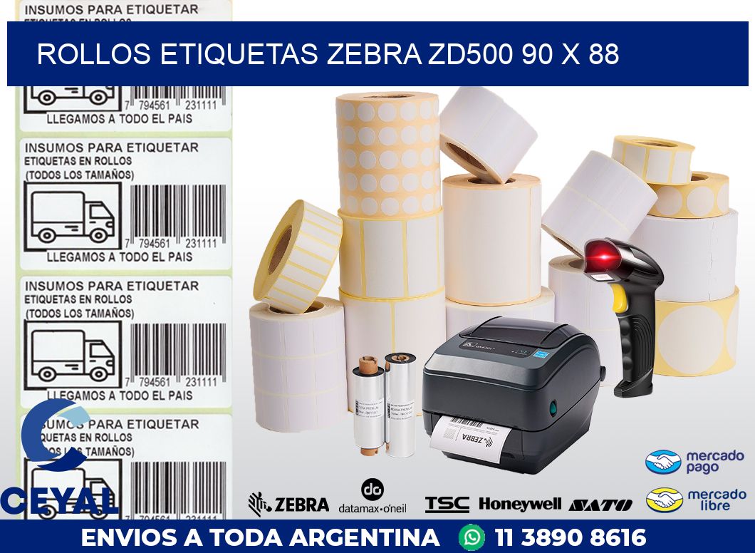 ROLLOS ETIQUETAS Zebra ZD500 90 x 88