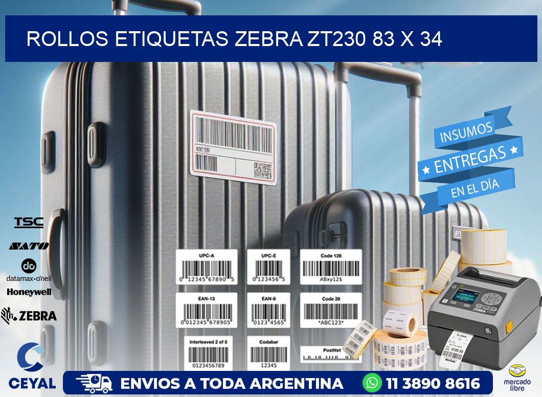 ROLLOS ETIQUETAS Zebra ZT230 83 x 34