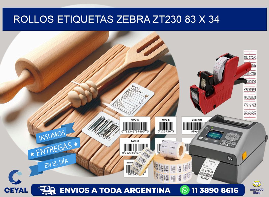 ROLLOS ETIQUETAS Zebra ZT230 83 x 34