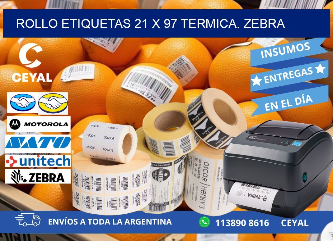 Rollo etiquetas 21 x 97 termica. zebra