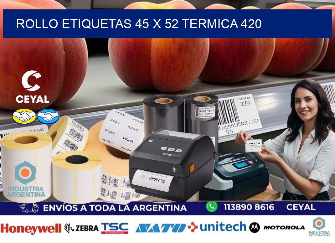 Rollo etiquetas 45 x 52 termica 420