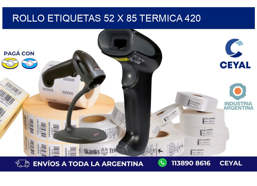 Rollo etiquetas 52 x 85 termica 420