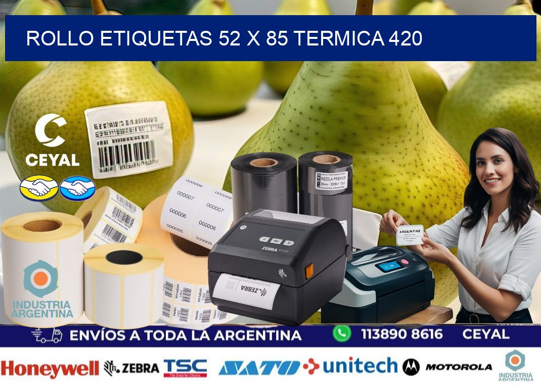 Rollo etiquetas 52 x 85 termica 420