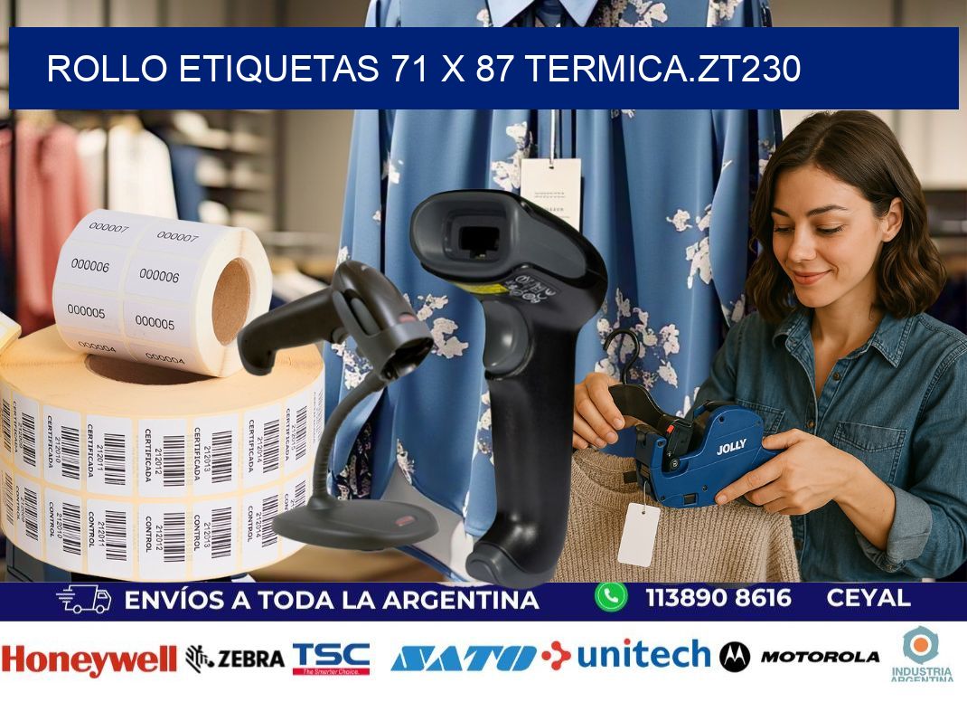Rollo etiquetas 71 x 87 termica.zt230