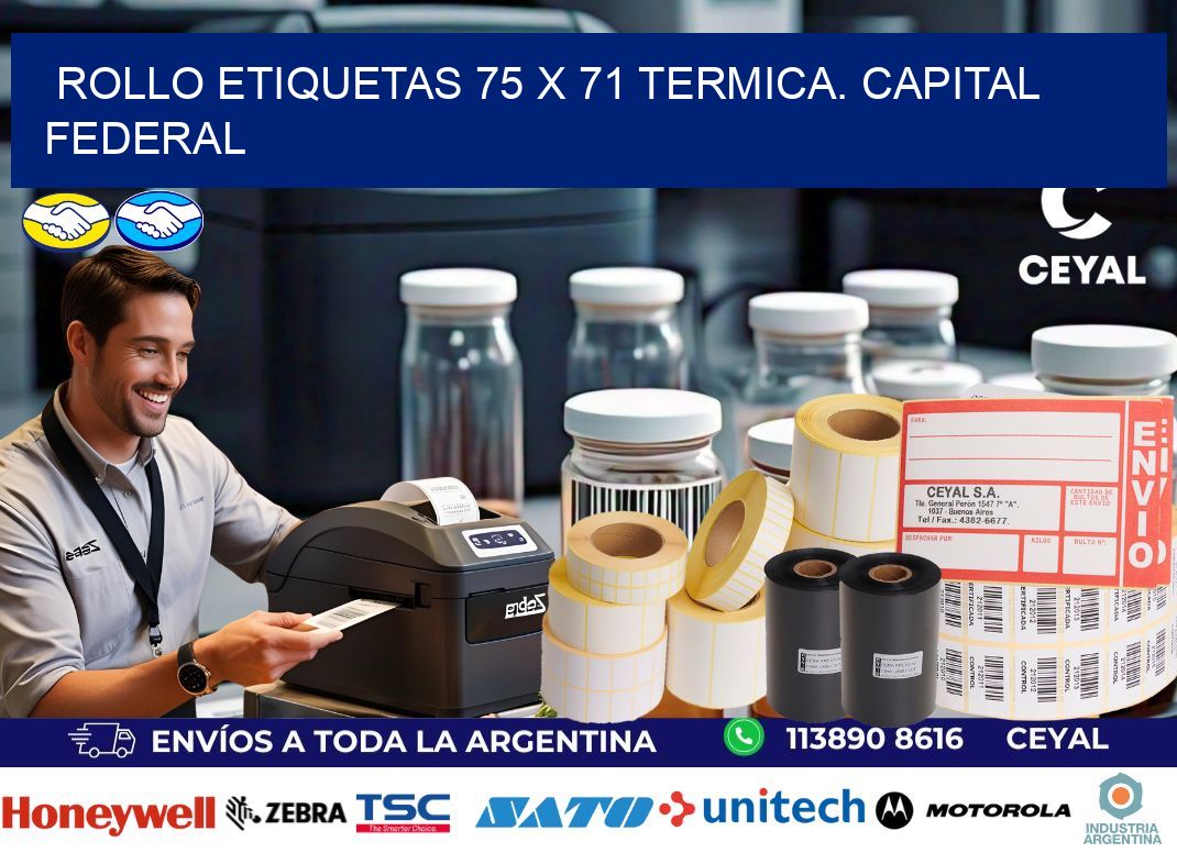 Rollo etiquetas 75 x 71 termica. Capital Federal