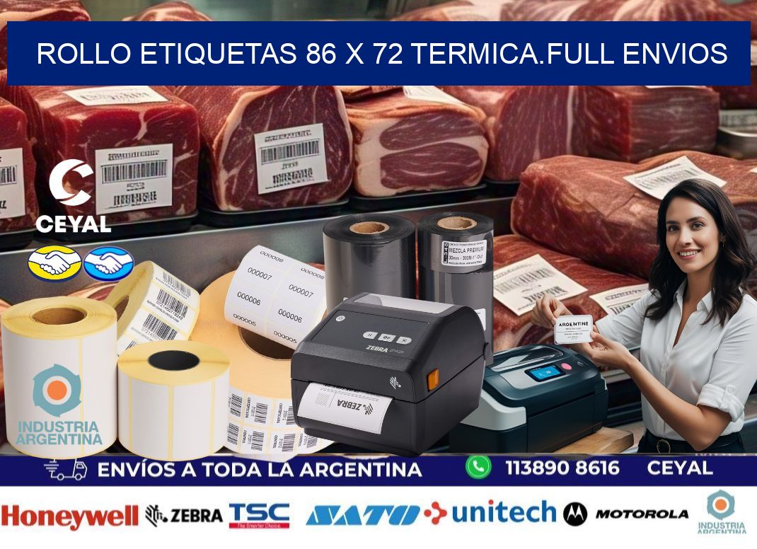 Rollo etiquetas 86 x 72 termica.full envios