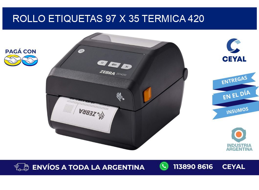 Rollo etiquetas 97 x 35 termica 420