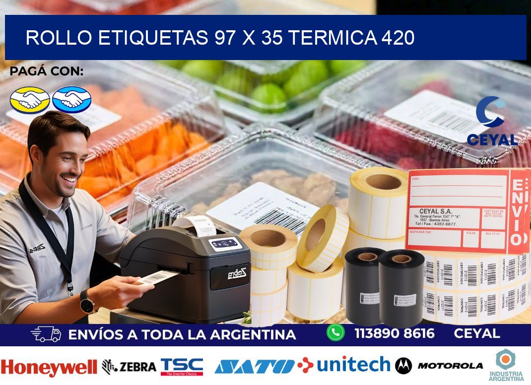 Rollo etiquetas 97 x 35 termica 420