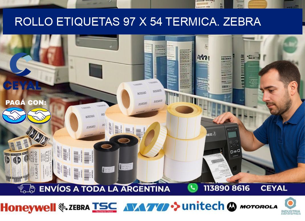 Rollo etiquetas 97 x 54 termica. zebra