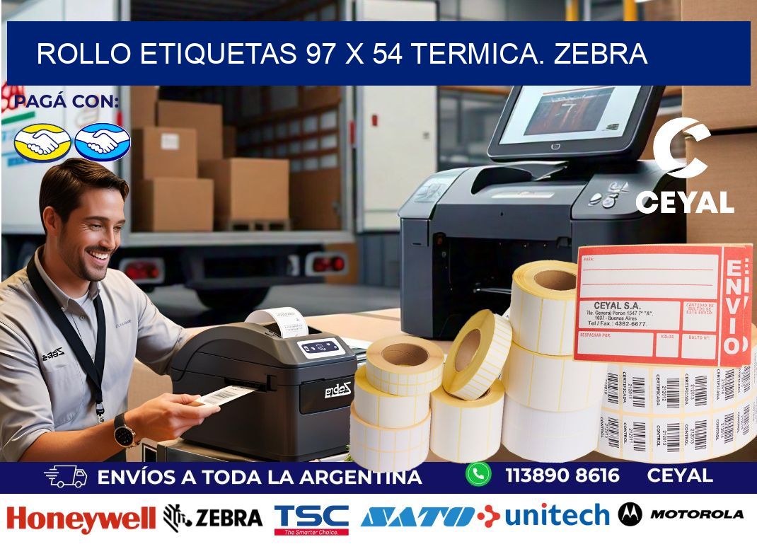 Rollo etiquetas 97 x 54 termica. zebra