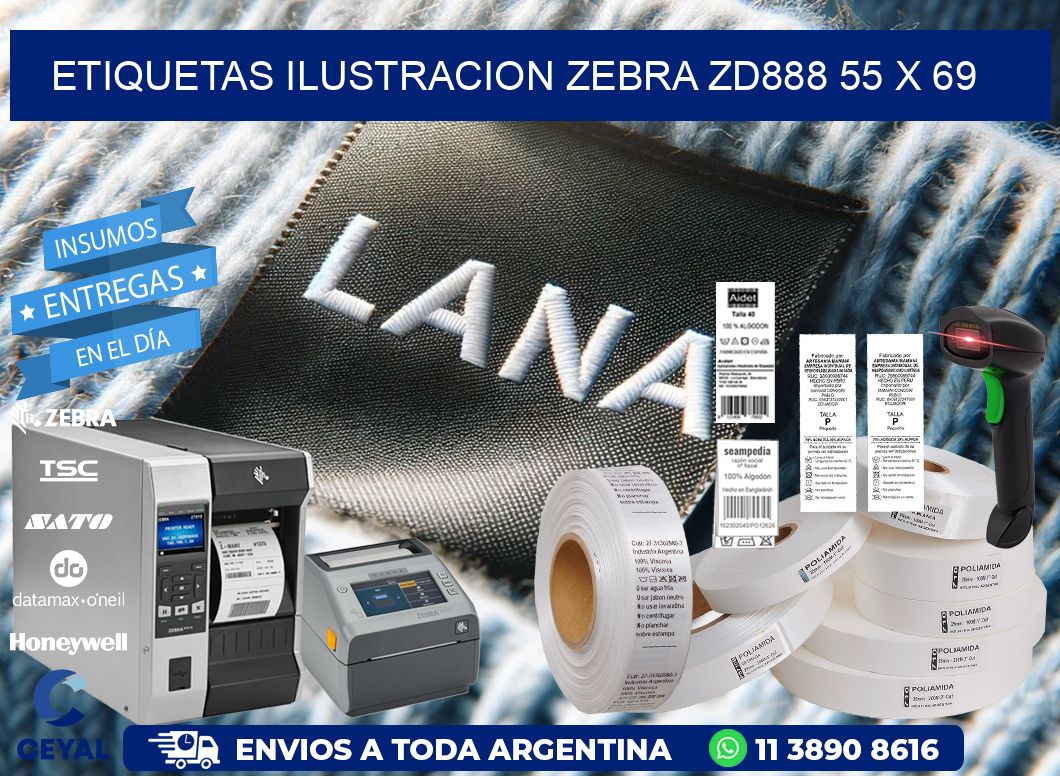 ETIQUETAS ILUSTRACION ZEBRA ZD888 55 x 69