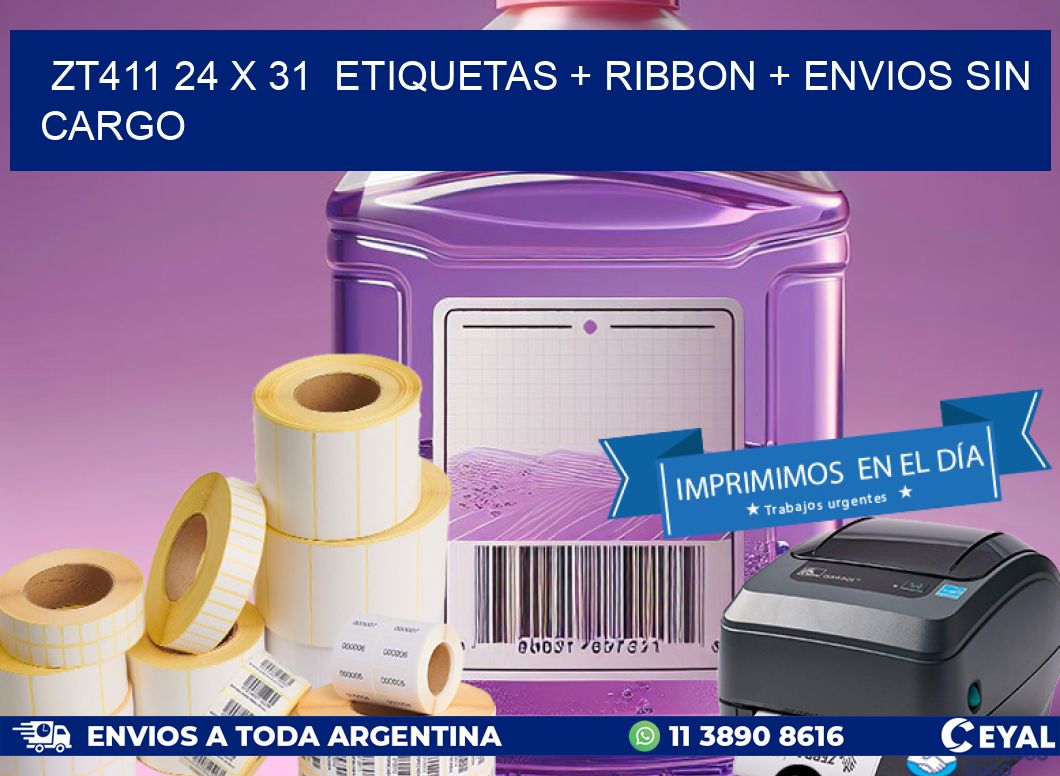 ZT411 24 x 31  etiquetas + ribbon + envios sin cargo