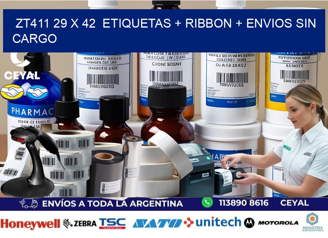ZT411 29 x 42  etiquetas + ribbon + envios sin cargo