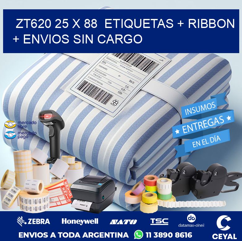 ZT620 25 x 88  etiquetas + ribbon + envios sin cargo