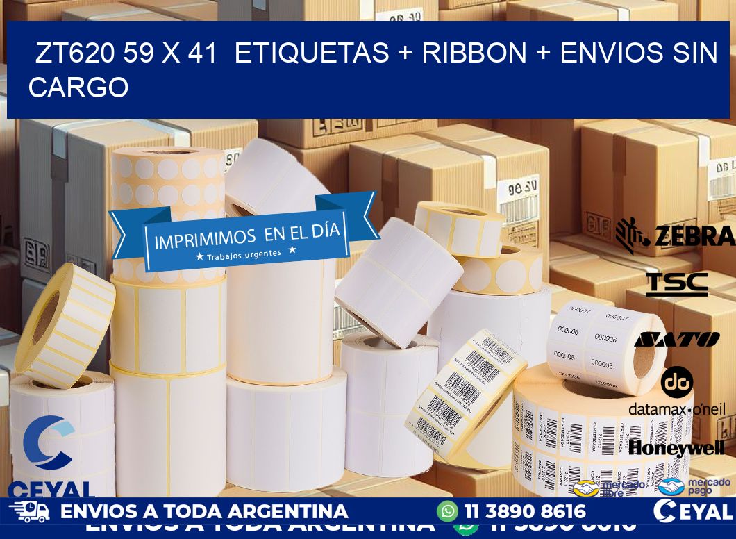 ZT620 59 x 41  etiquetas + ribbon + envios sin cargo
