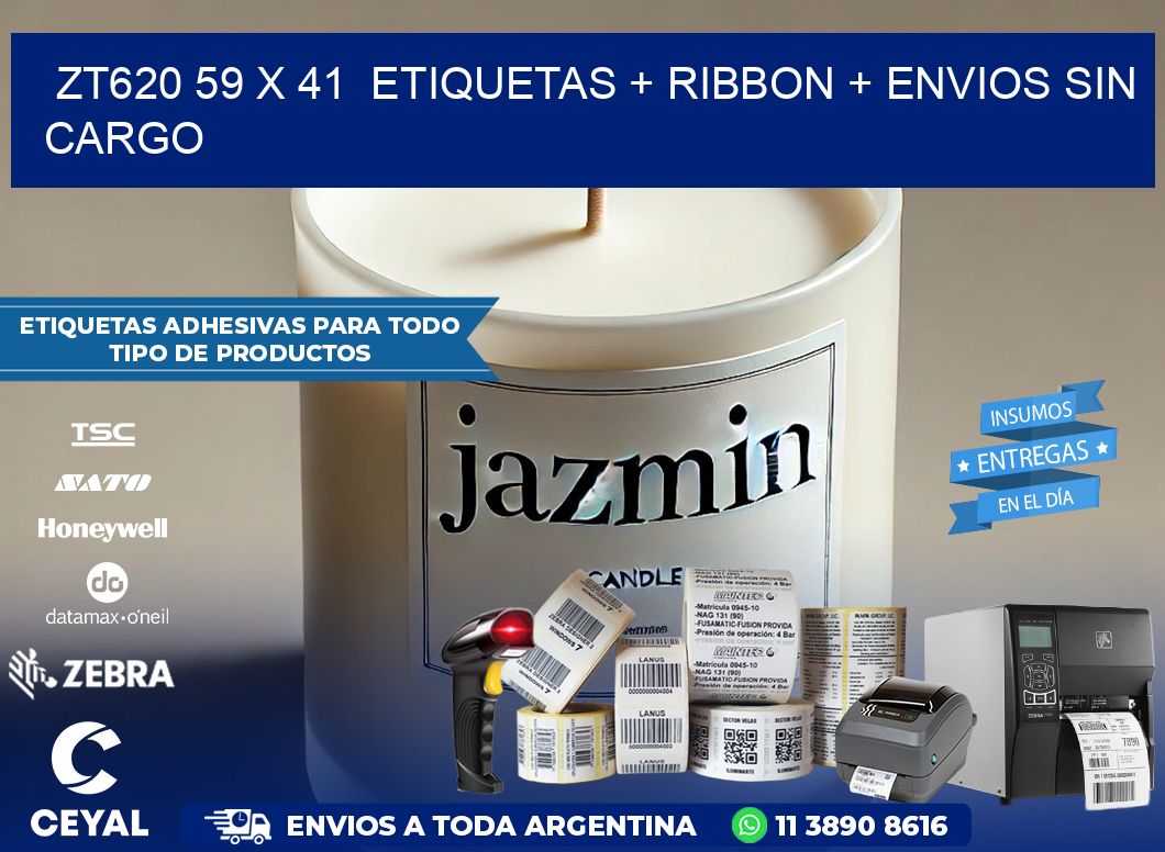 ZT620 59 x 41  etiquetas + ribbon + envios sin cargo