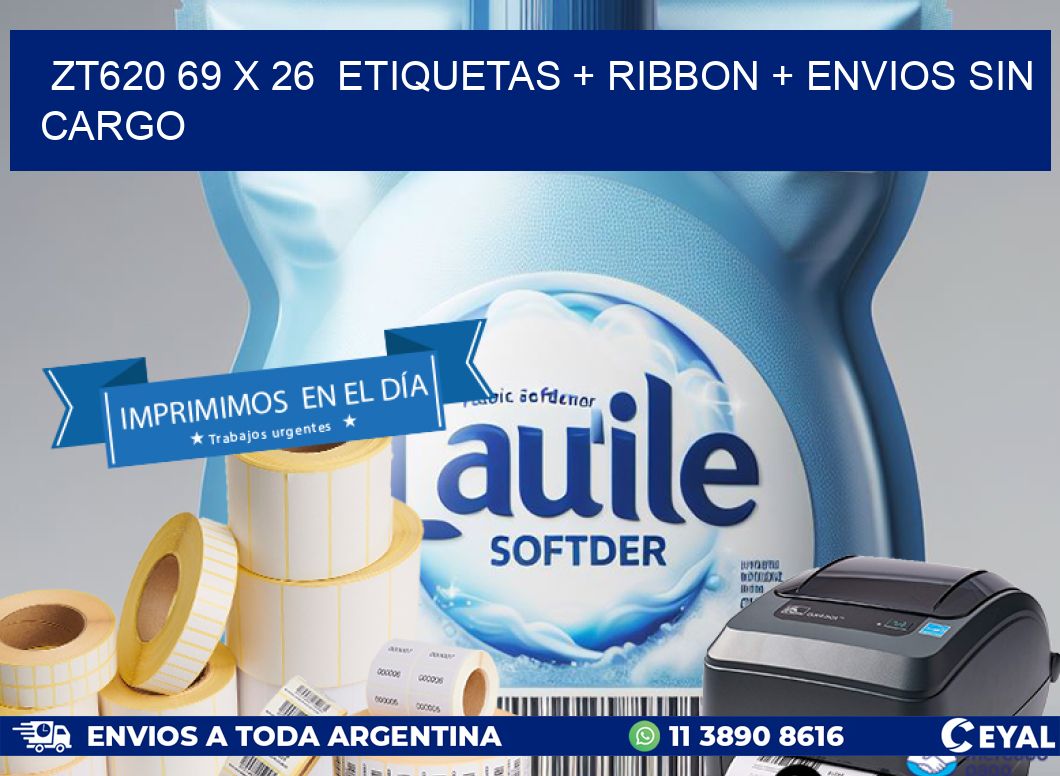 ZT620 69 x 26  etiquetas + ribbon + envios sin cargo