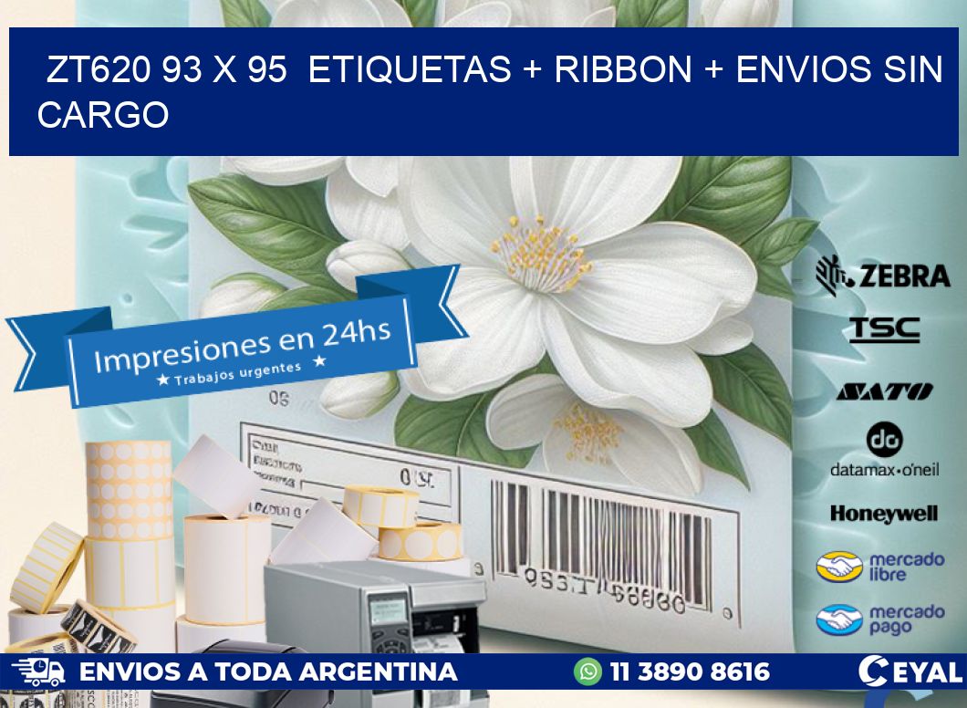 ZT620 93 x 95  etiquetas + ribbon + envios sin cargo