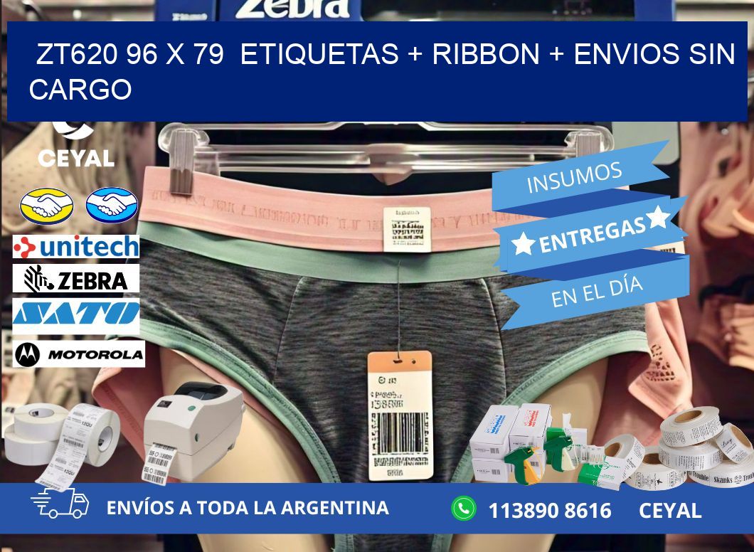 ZT620 96 x 79  etiquetas + ribbon + envios sin cargo