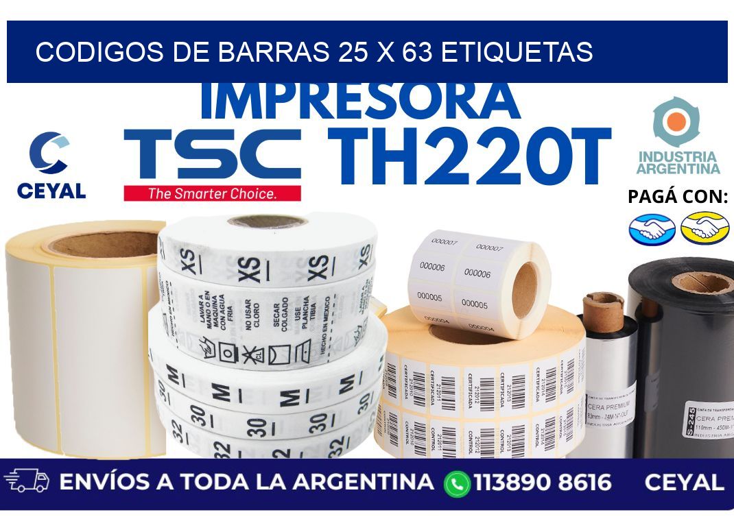 codigos de barras 25 x 63 etiquetas