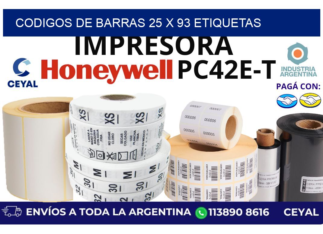 codigos de barras 25 x 93 etiquetas