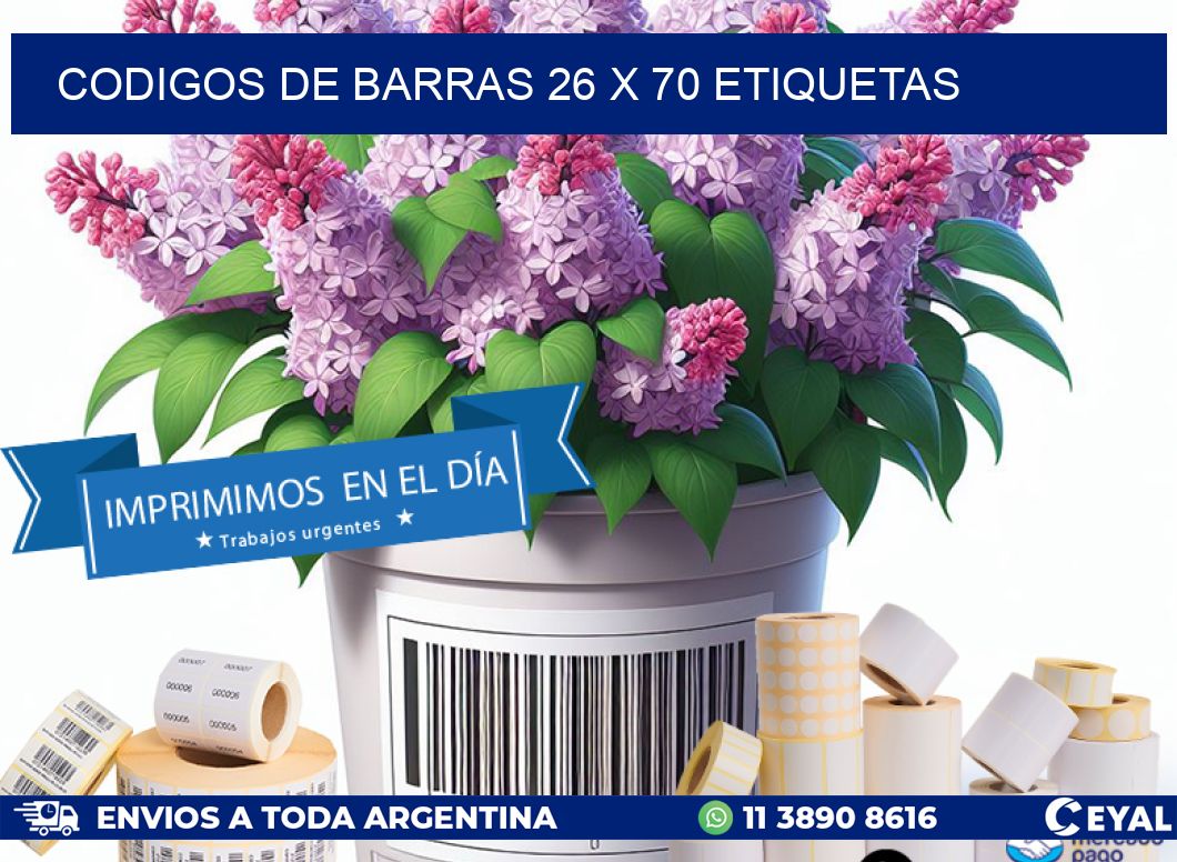 codigos de barras 26 x 70 etiquetas