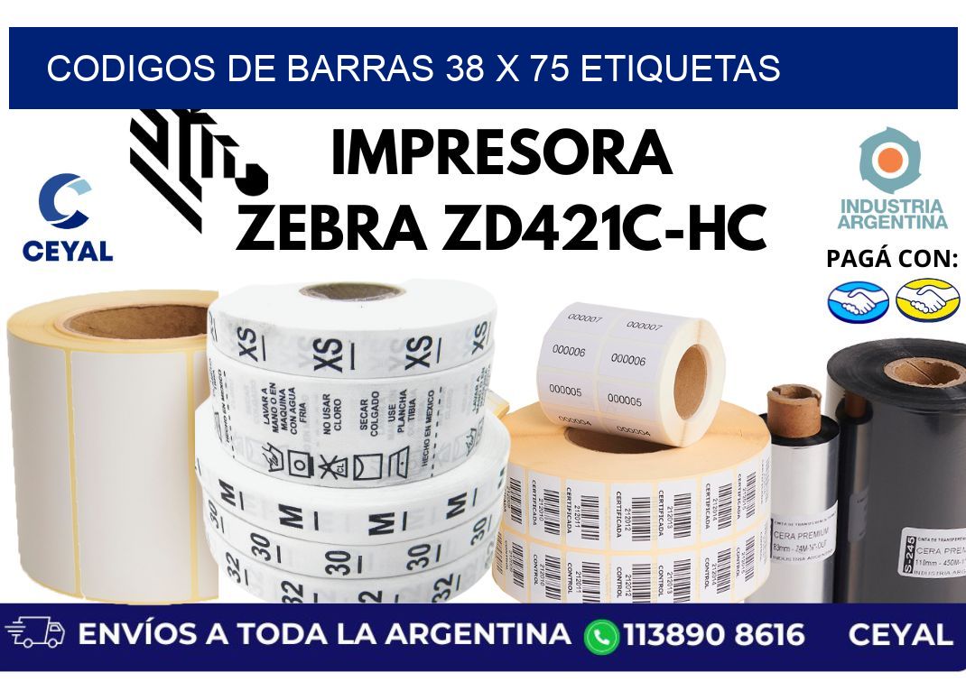 codigos de barras 38 x 75 etiquetas