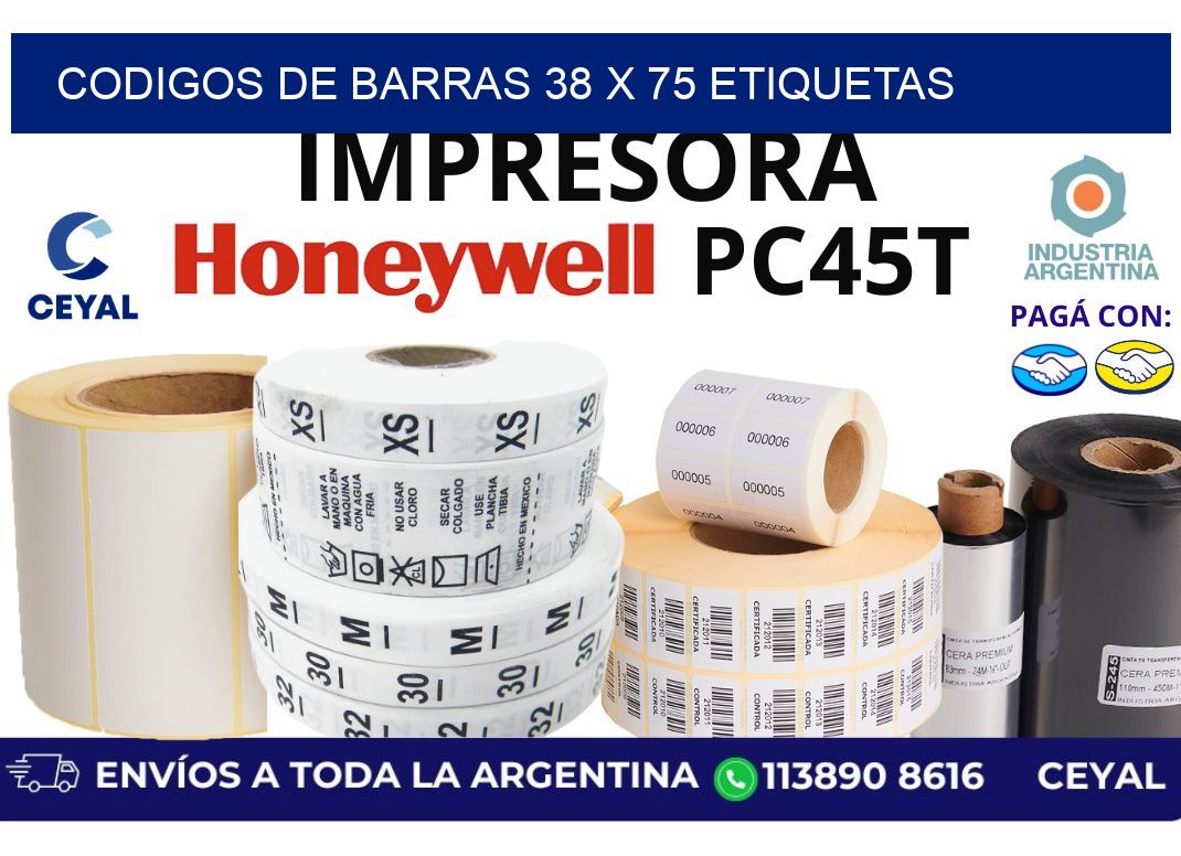 codigos de barras 38 x 75 etiquetas