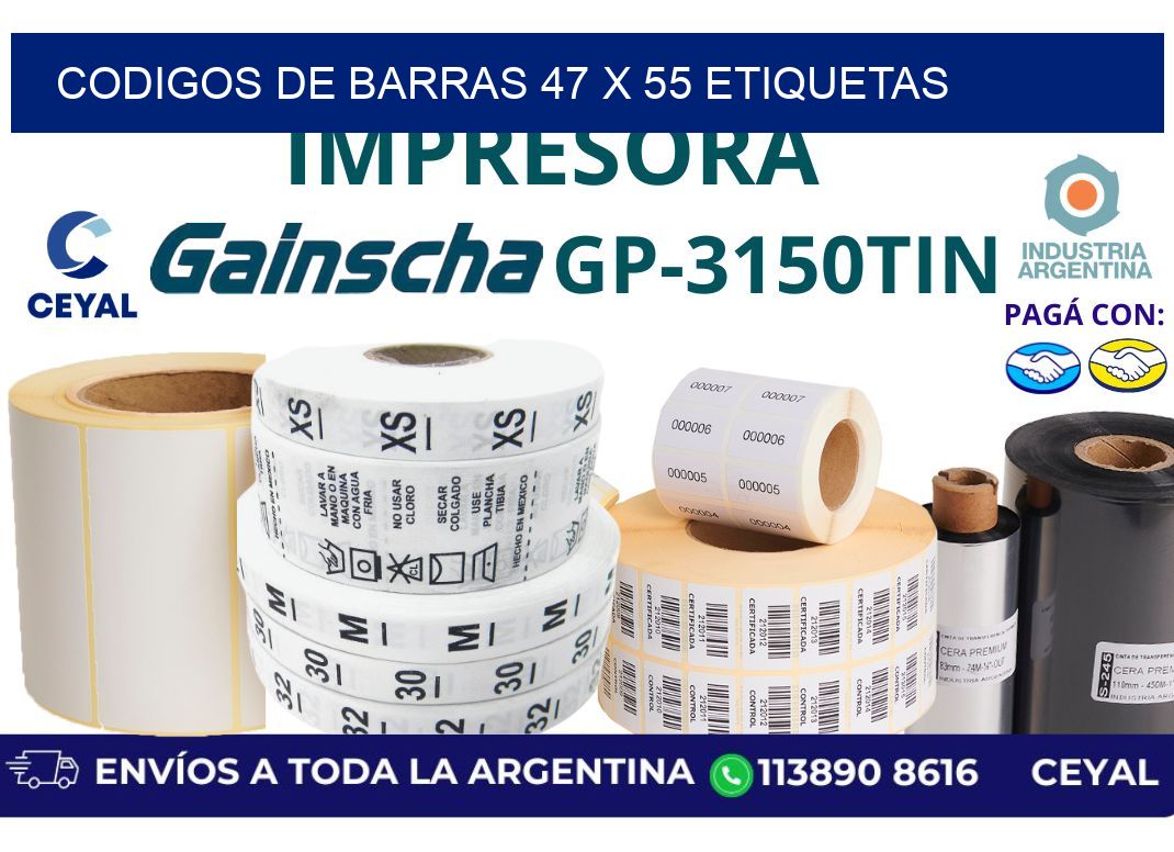 codigos de barras 47 x 55 etiquetas