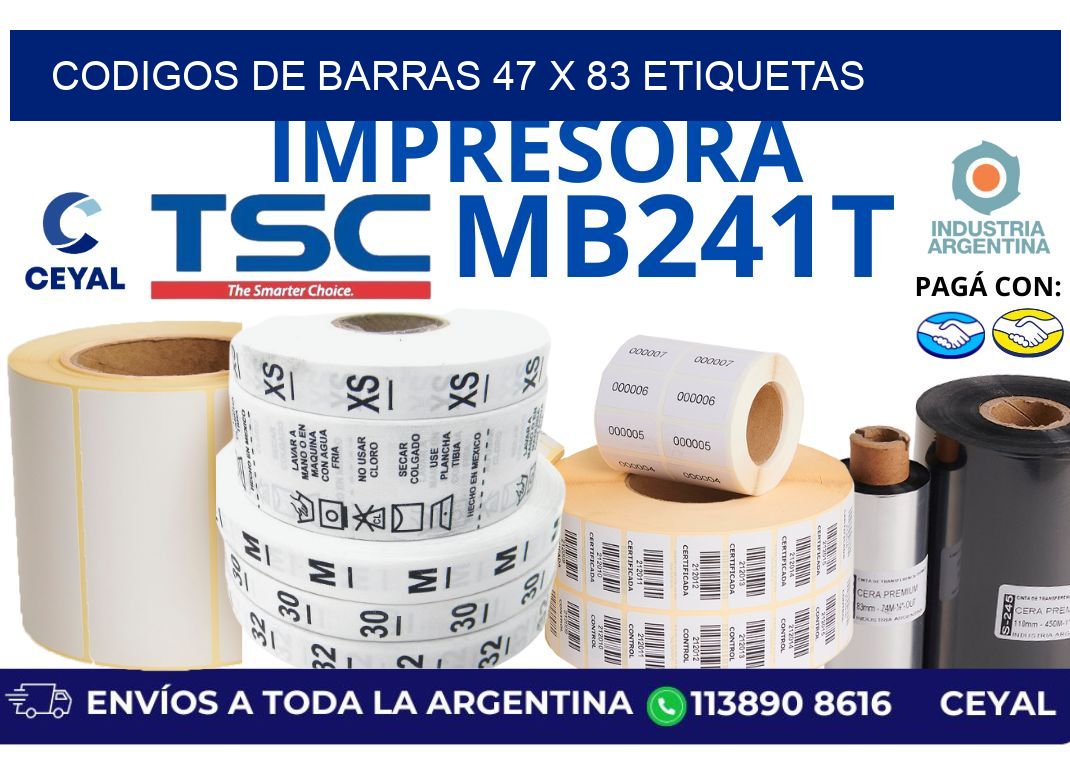 codigos de barras 47 x 83 etiquetas