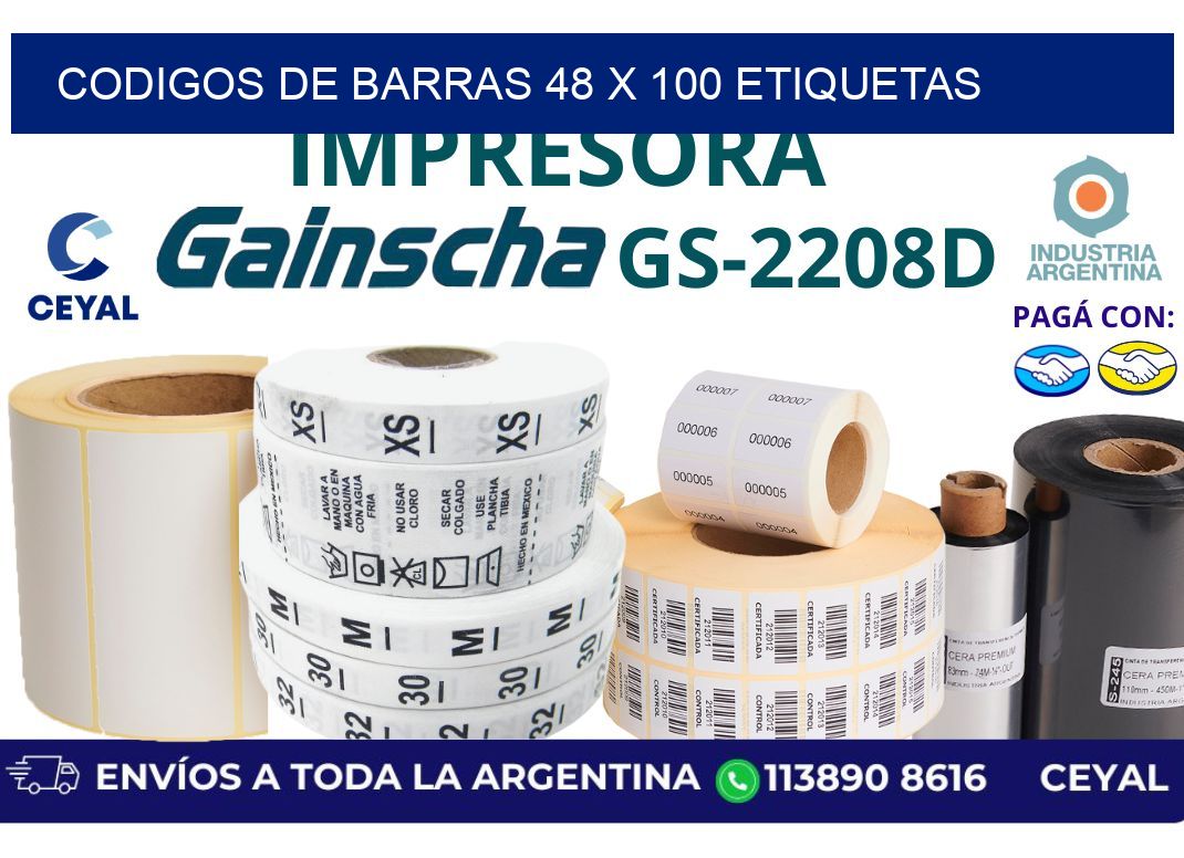 codigos de barras 48 x 100 etiquetas