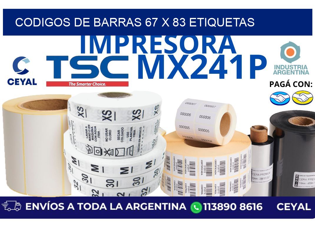 codigos de barras 67 x 83 etiquetas