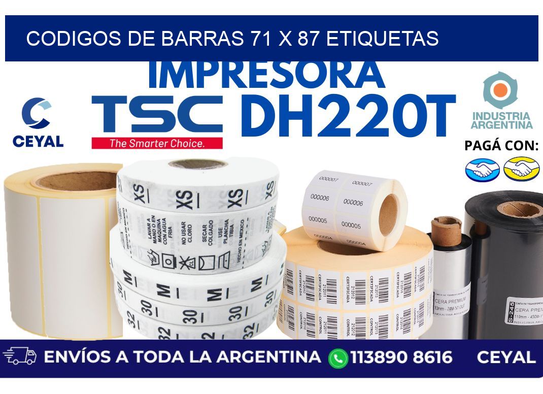 codigos de barras 71 x 87 etiquetas