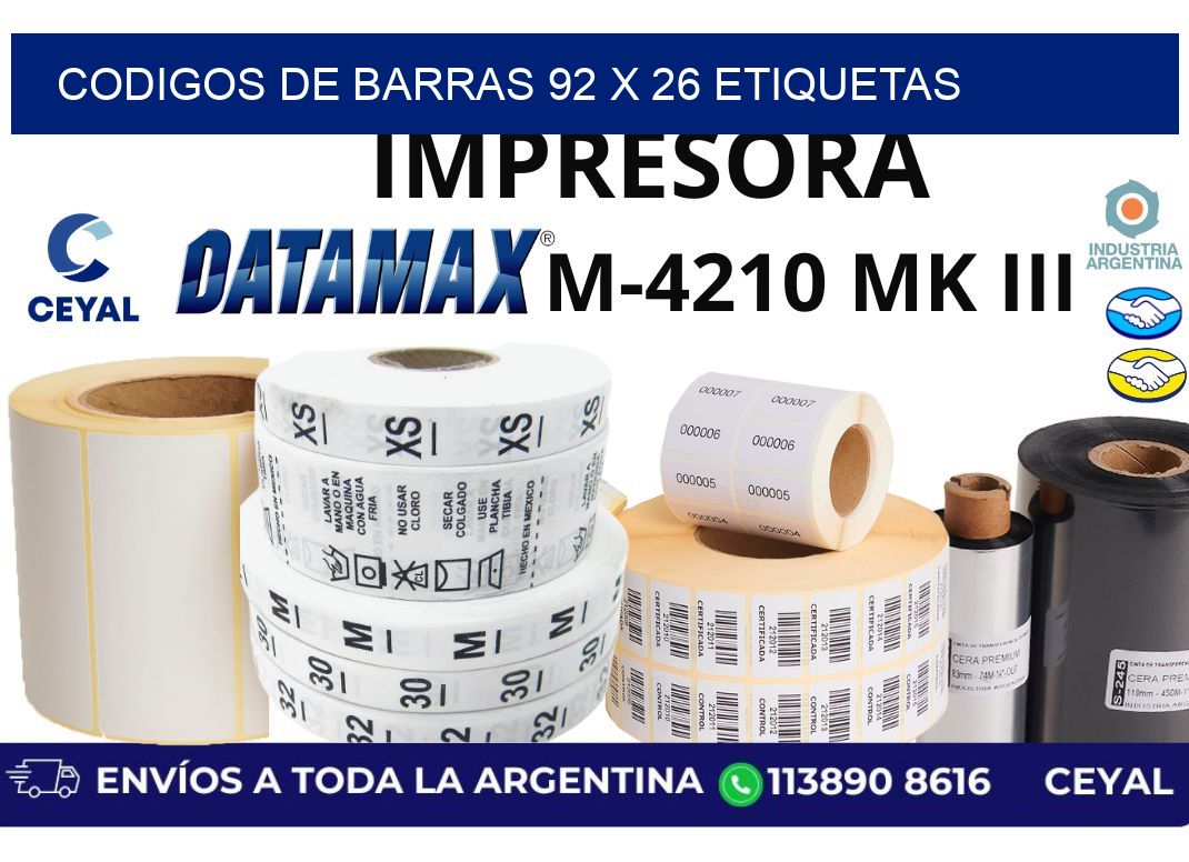 codigos de barras 92 x 26 etiquetas
