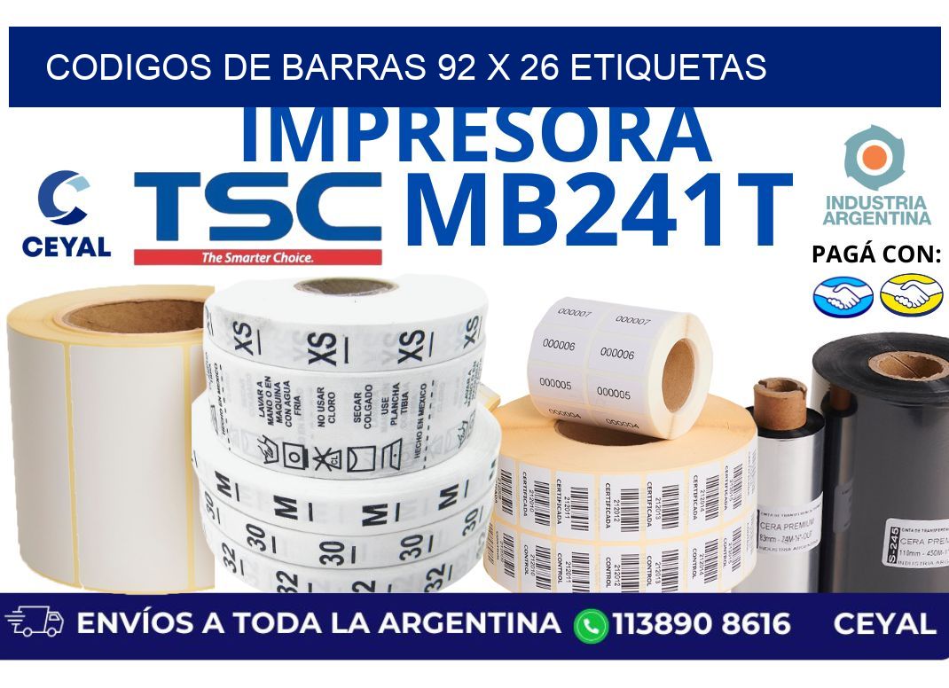 codigos de barras 92 x 26 etiquetas
