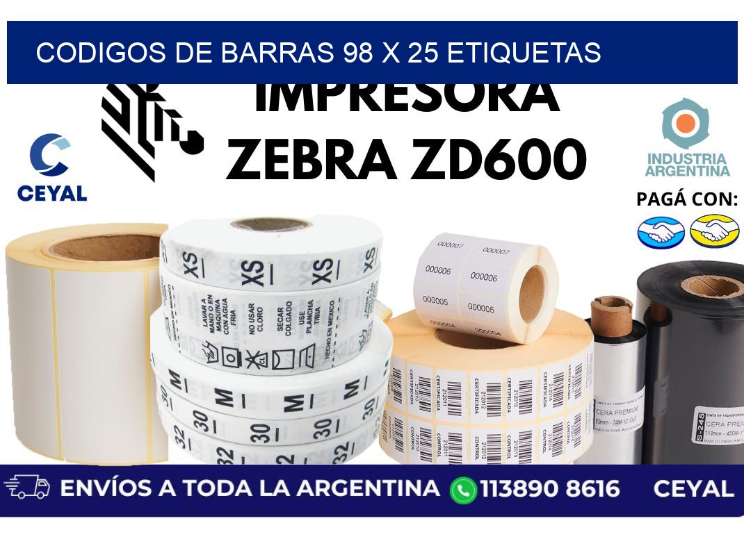 codigos de barras 98 x 25 etiquetas