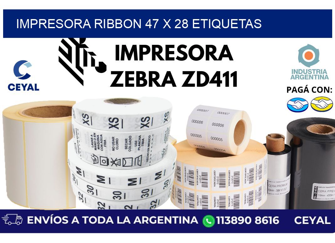 impresora ribbon 47 x 28 etiquetas
