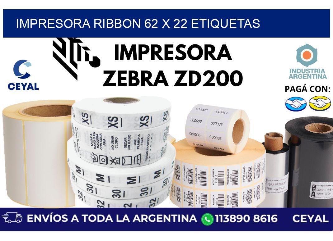 impresora ribbon 62 x 22 etiquetas