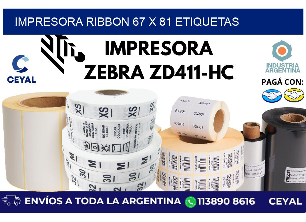impresora ribbon 67 x 81 etiquetas