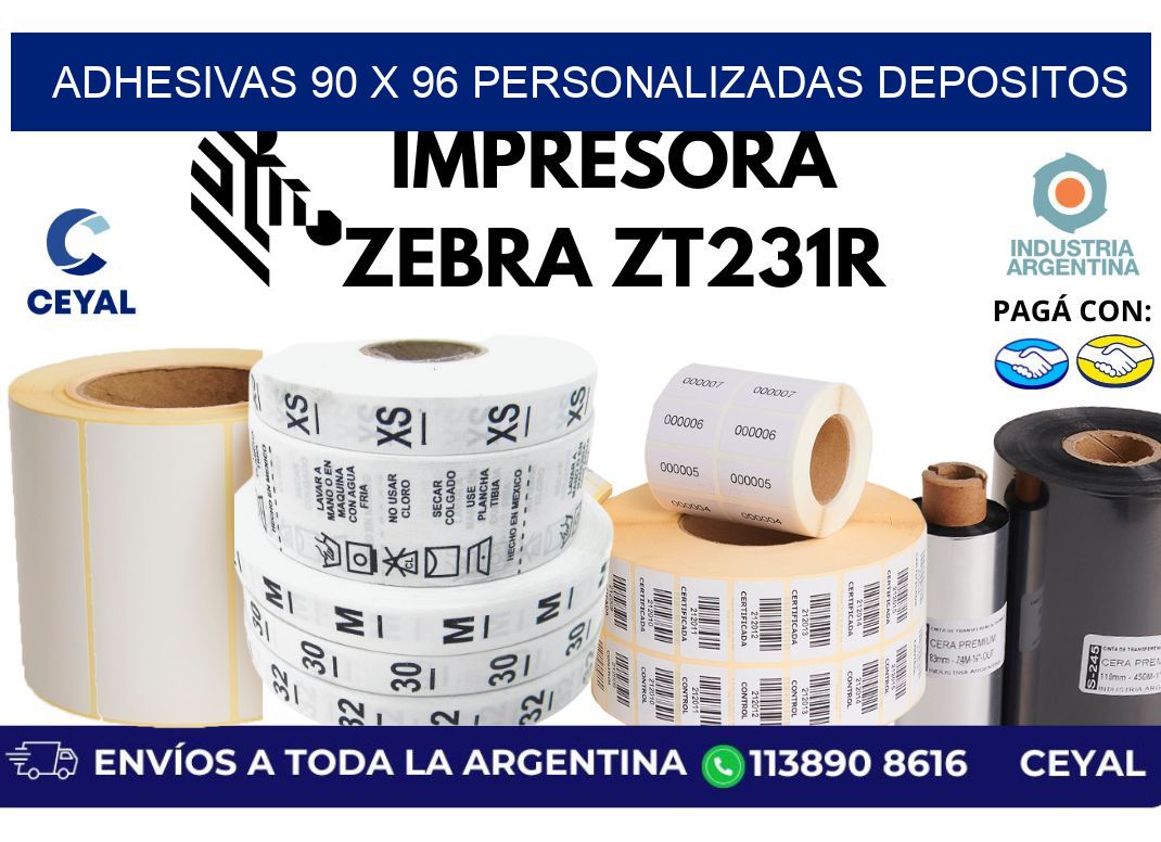 adhesivas 90 x 96 personalizadas depositos
