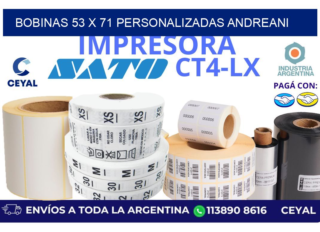 bobinas 53 x 71 personalizadas andreani