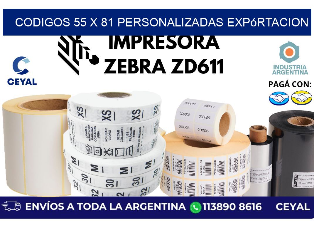 codigos 55 x 81 personalizadas expórtacion